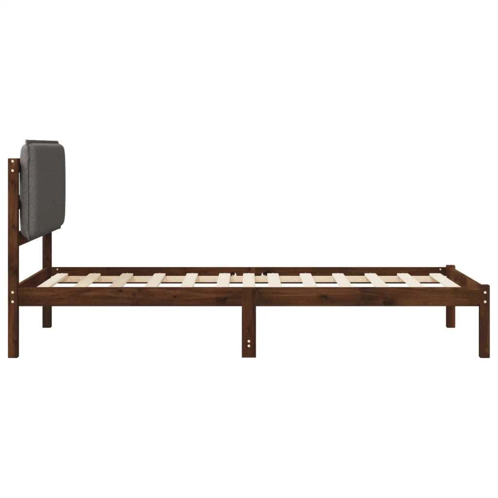 Letto con Testiera Rivestita Marrone scuro e grigio chiaro 903938