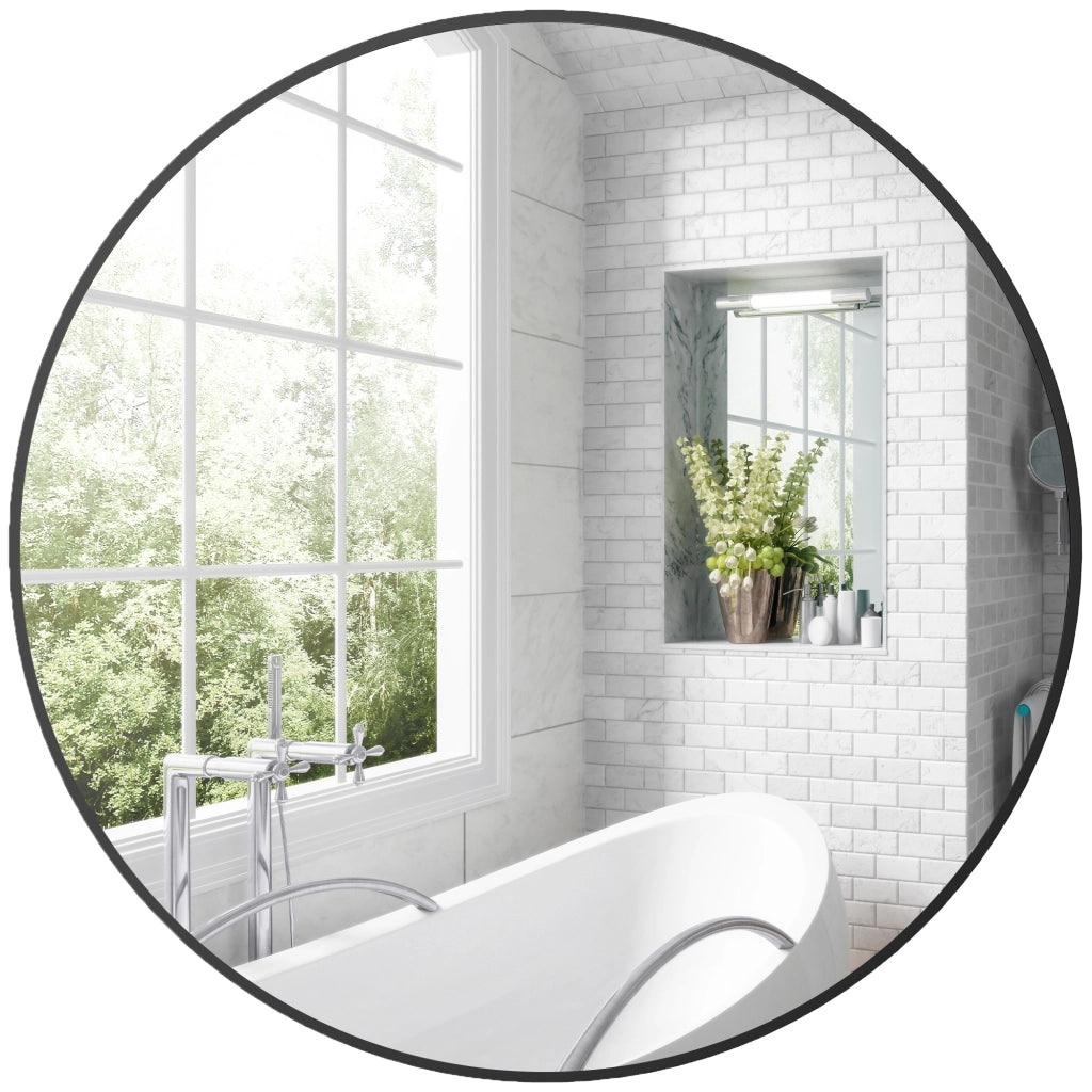 Specchio Rotondo da Bagno ¨C Xylo ¨C Metallo Nero ? 70 cm