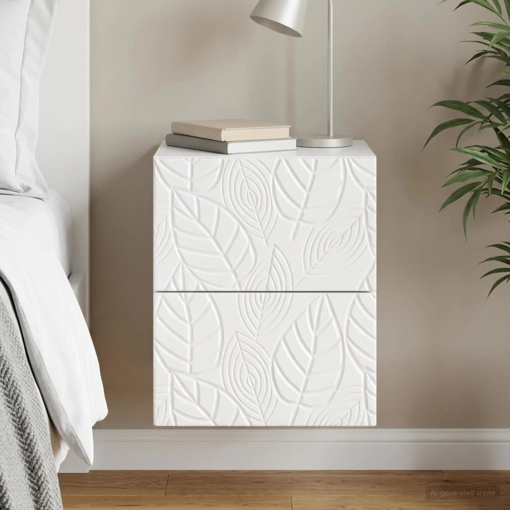 Mobiletto da notte a muro Bianco Lucido 34,5 x 33 x 40 cm 898813