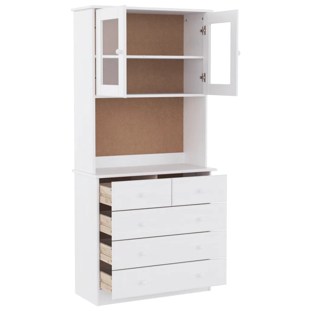 Credenza ALTA Bianca 77x35x165 cm in Legno Massello di Pino 3187780