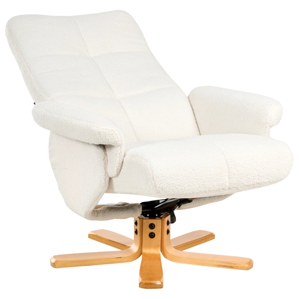 Sedia da ufficio reclinabile tessuto boucle Sgabello girevole reclinabile bianco sporco funzione massaggio riscaldata design retrò
