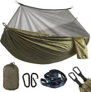 Hangmat per esterno con rete anti insetti - hangmat da campeggio con carico massimo 300 kg - hangmat da giardino portatile - hangmat da campeggio impermeabile - tenda da campeggio pieghevole leggera - 275 × 140 cm