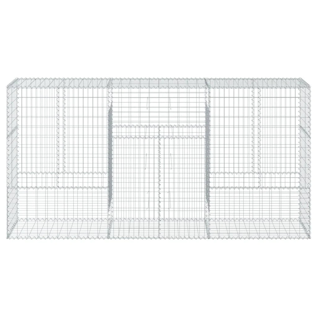 Gabbione recinto a gabbia muro di contenimento con coperchio 300 x 50 x 150 cm ferro zincato argento 02_0040154