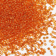 Rocailles in vetro arancione, 110 g, circa 3500 pezzi, 3 mm, 8/0, per la realizzazione di orecchini, bracciali, hangers, collane, accessori per la cintura, rocailles in vetro arancione (arancione)