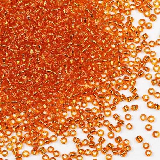 Rocailles in vetro arancione, 110 g, circa 3500 pezzi, 3 mm, 8/0, per la realizzazione di orecchini, bracciali, hangers, collane, accessori per la cintura, rocailles in vetro arancione (arancione)