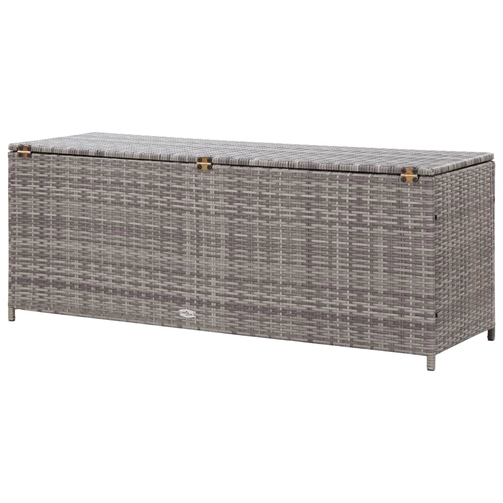 Contenitore/box da giardino 120 x 50 x 60 cm resina intrecciata grigia 02_0013080
