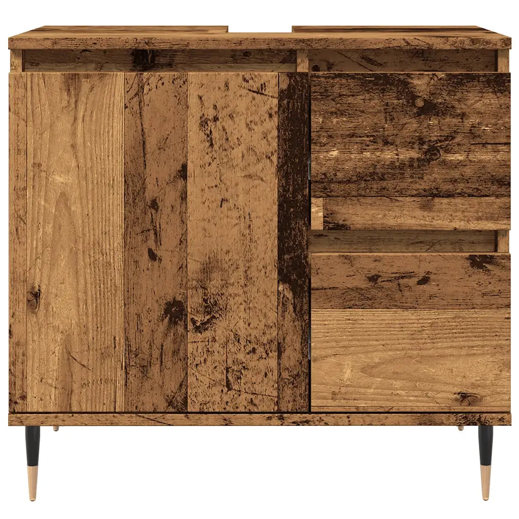 Armadietto da Bagno Legno Antico 65x33x60 cm in Truciolato