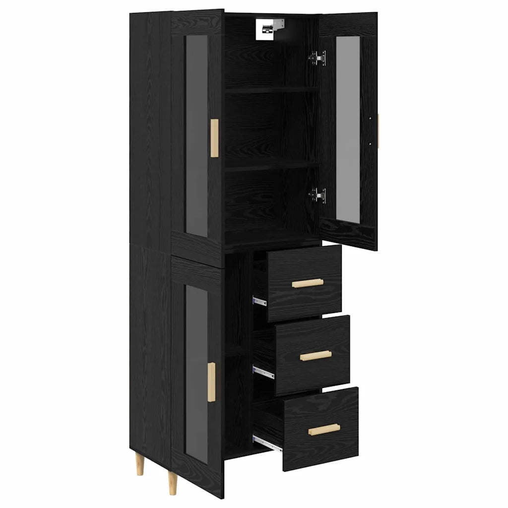 Credenza Rovere Nero 69,5 x 34 x 180 cm Legno multistrato