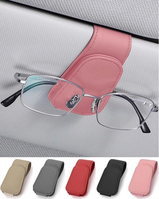 Supporto per ombrello auto - Portaocchiali in pelle - Accessorio auto - Rosa - Clip per occhiali da sole - Supporto per occhiali da sole