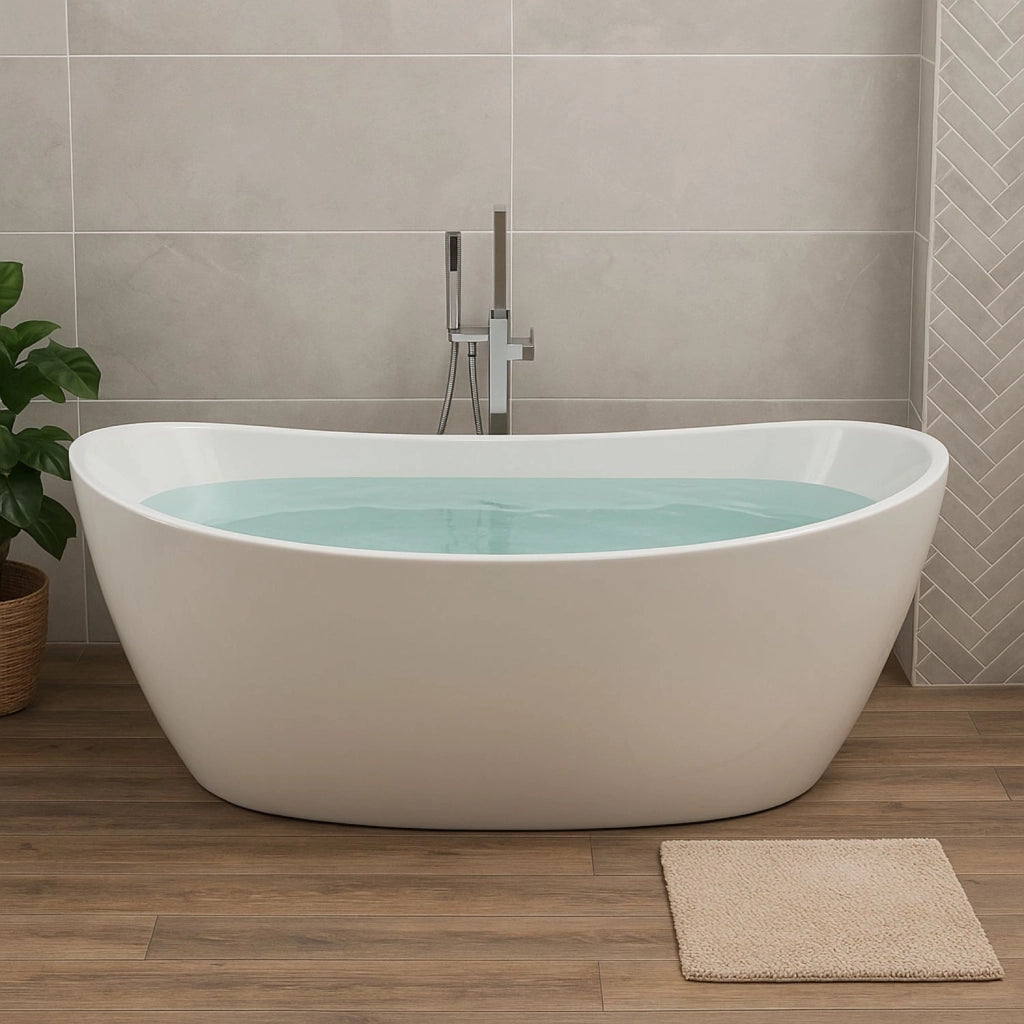 Vasca da bagno freestanding ovale in acrilico colore bianco lucido *** misure l160xh68xp80, confezione 1