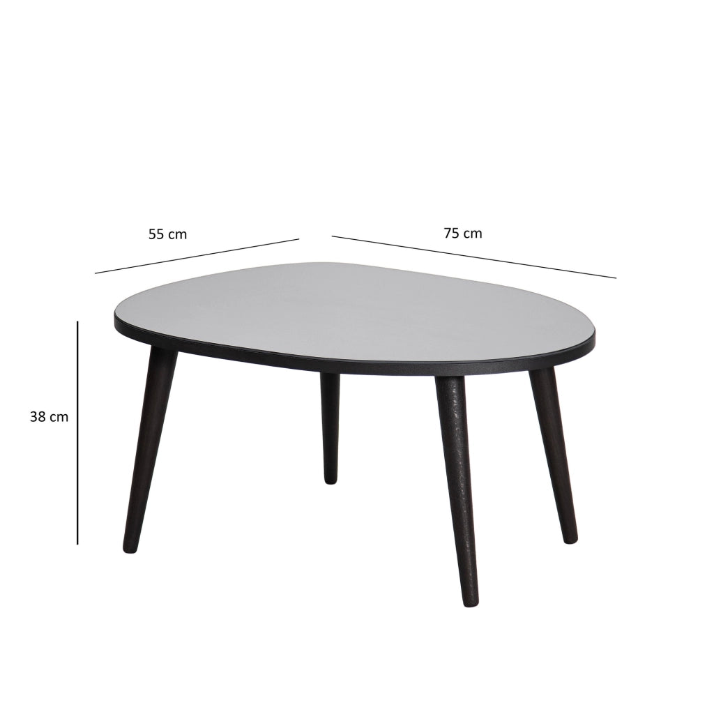 Frontone, Tavolino da Salotto Piano in Vetro Temperato, 75x55x38h cm Nero