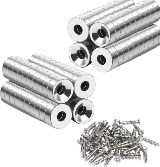 Magnetodi neodimio, magneti extra forti, grandi e forti rotondi, per piatto magnetico, con foro 10x3mm-M3, cucina, frigorifero, 100 pezzi