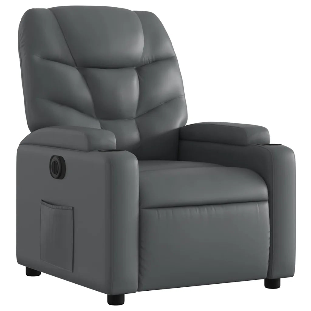 Poltrona Reclinabile Elettrica Grigia in Similpelle 3204647
