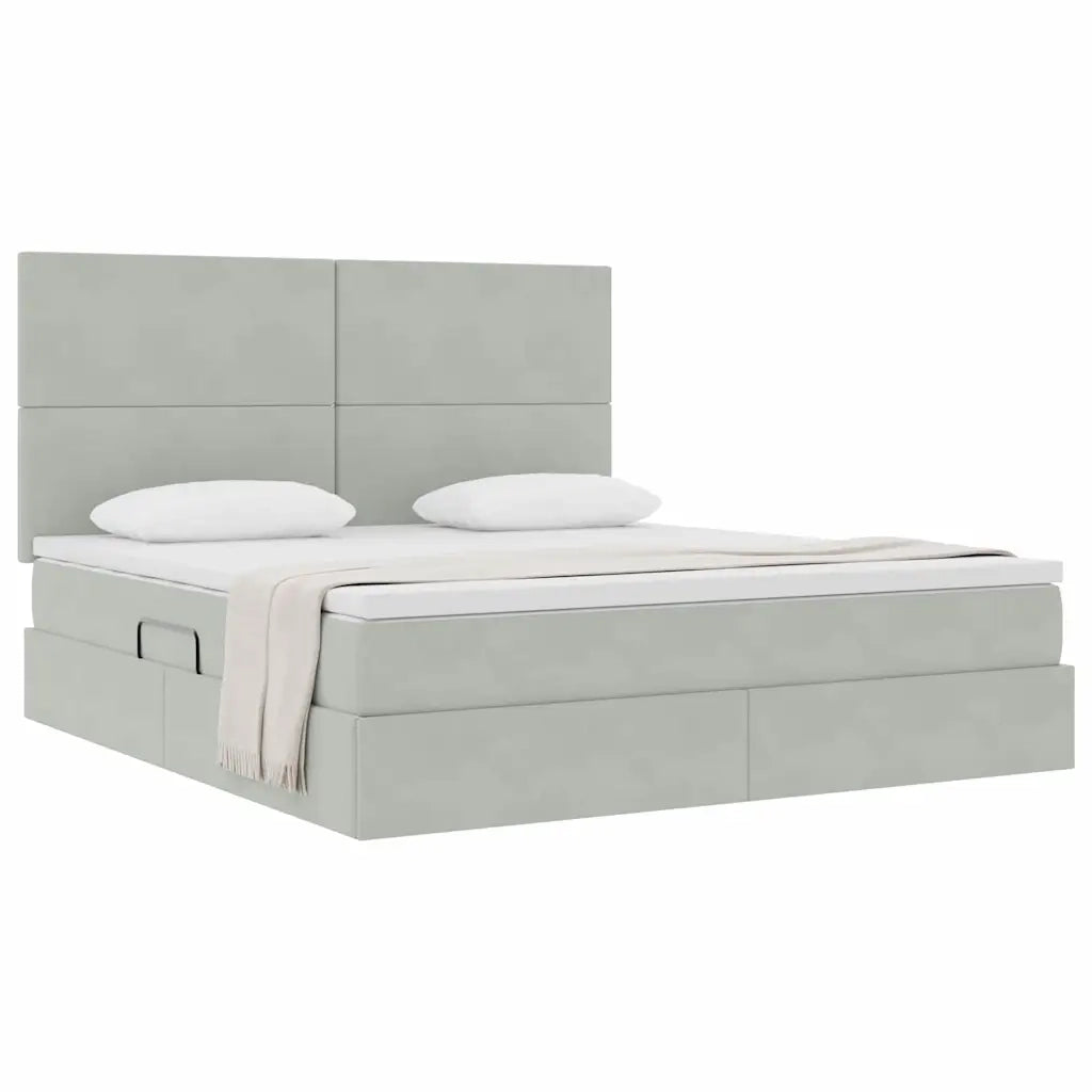 Letto con contenitore e materasso Grigio chiaro 180 x 200 cm