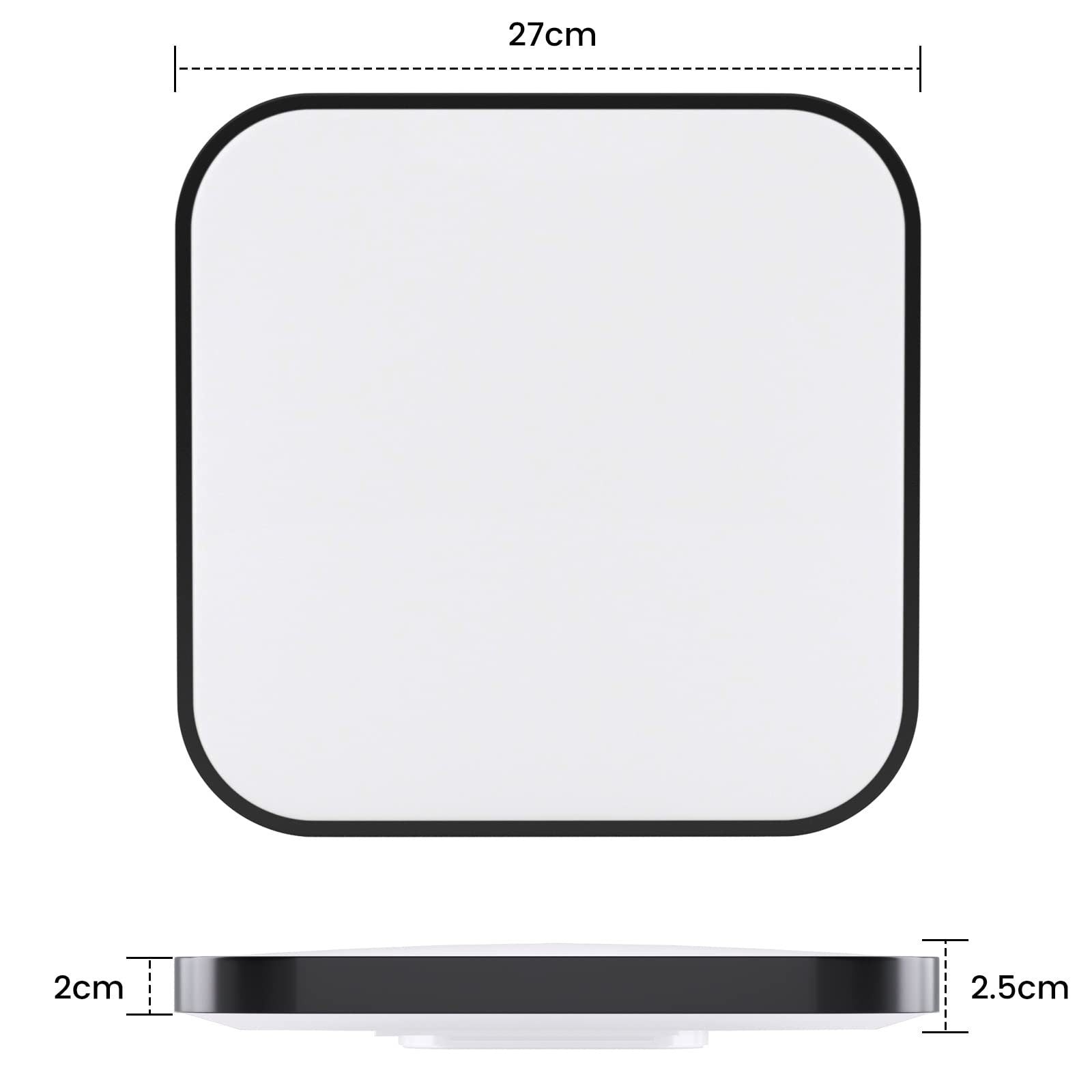 ZMH Lampada da soffitto plafoniera LED quadrata piatta 27cm 19W per camera letto corridoio