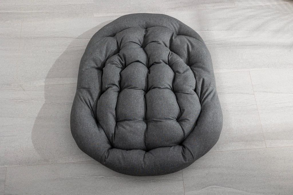 SEDIA A DONDOLO 78x106x90 cm GRIGIA IN RATTAN E ACCIAIO