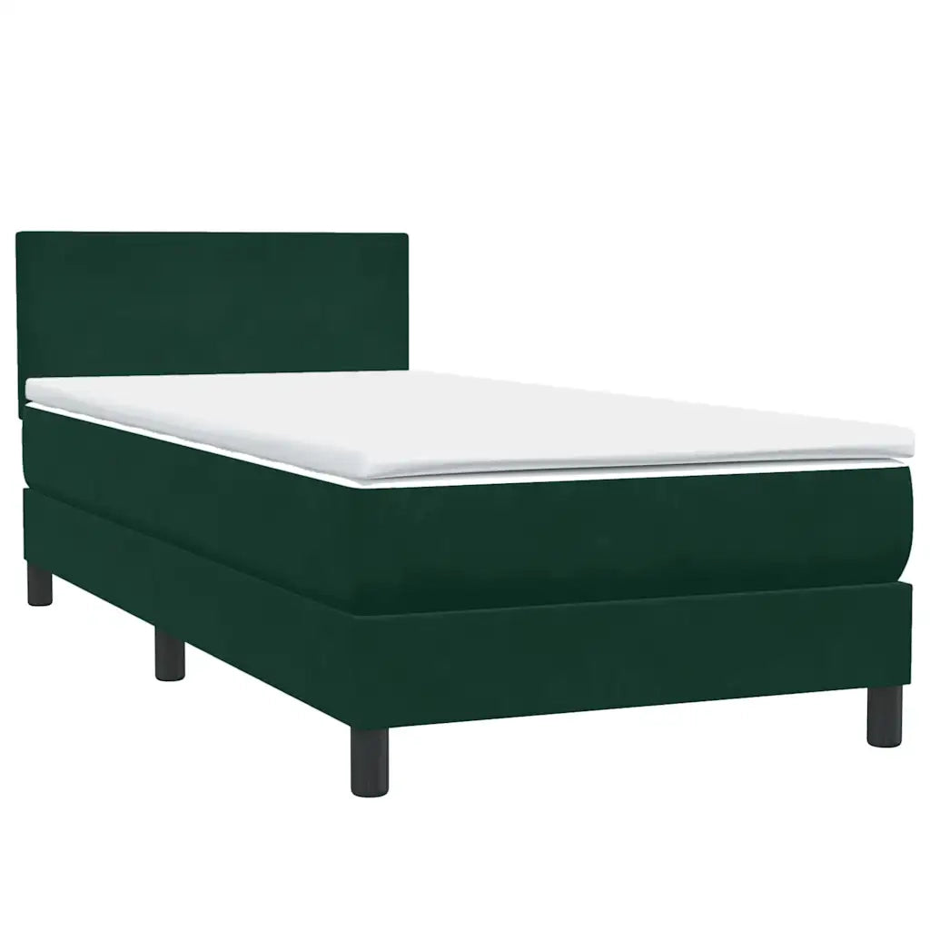 Letto a Molle con Materasso e LED Verde Scuro 80x220 cm Velluto 3316716