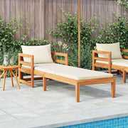 Lettino Prendisole con Cuscini Bianco Crema in Acacia Massello 316312