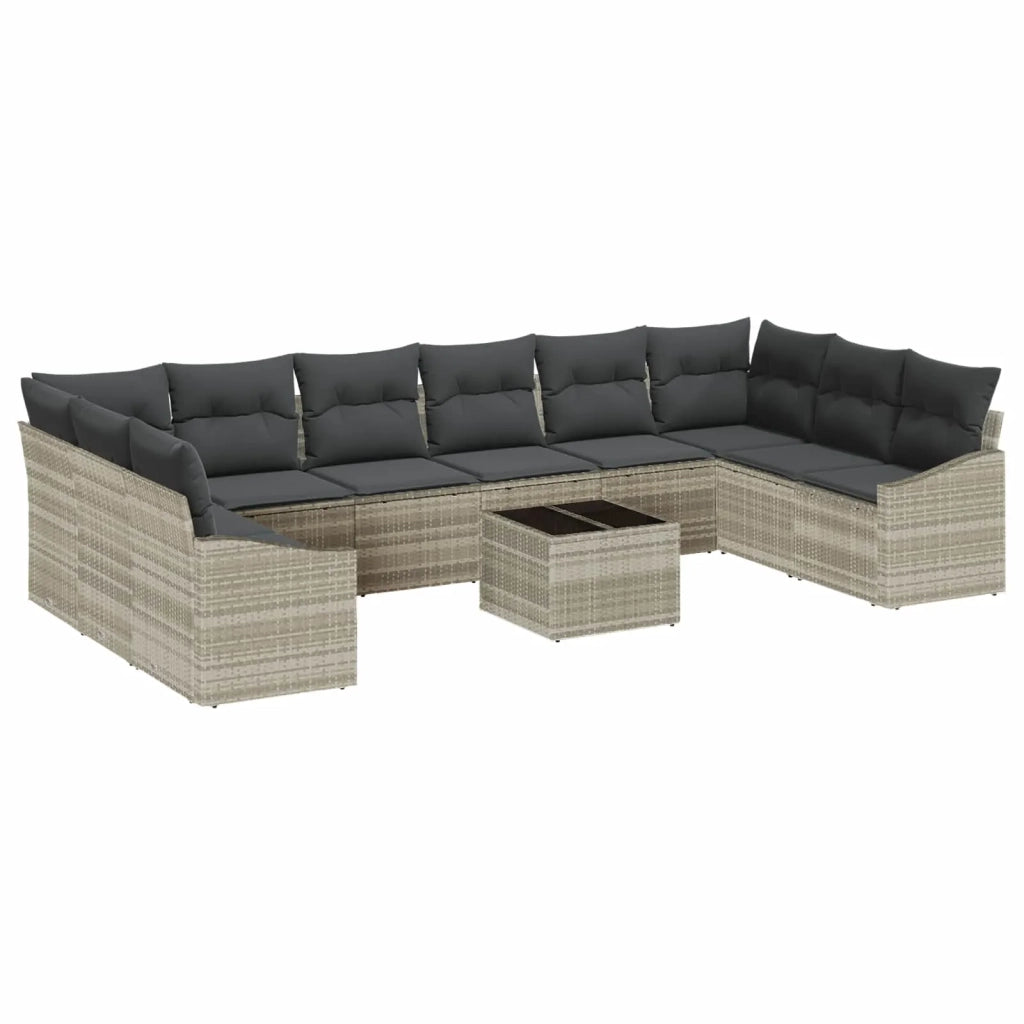Set Divano da Giardino Grigio chiaro polyrattan