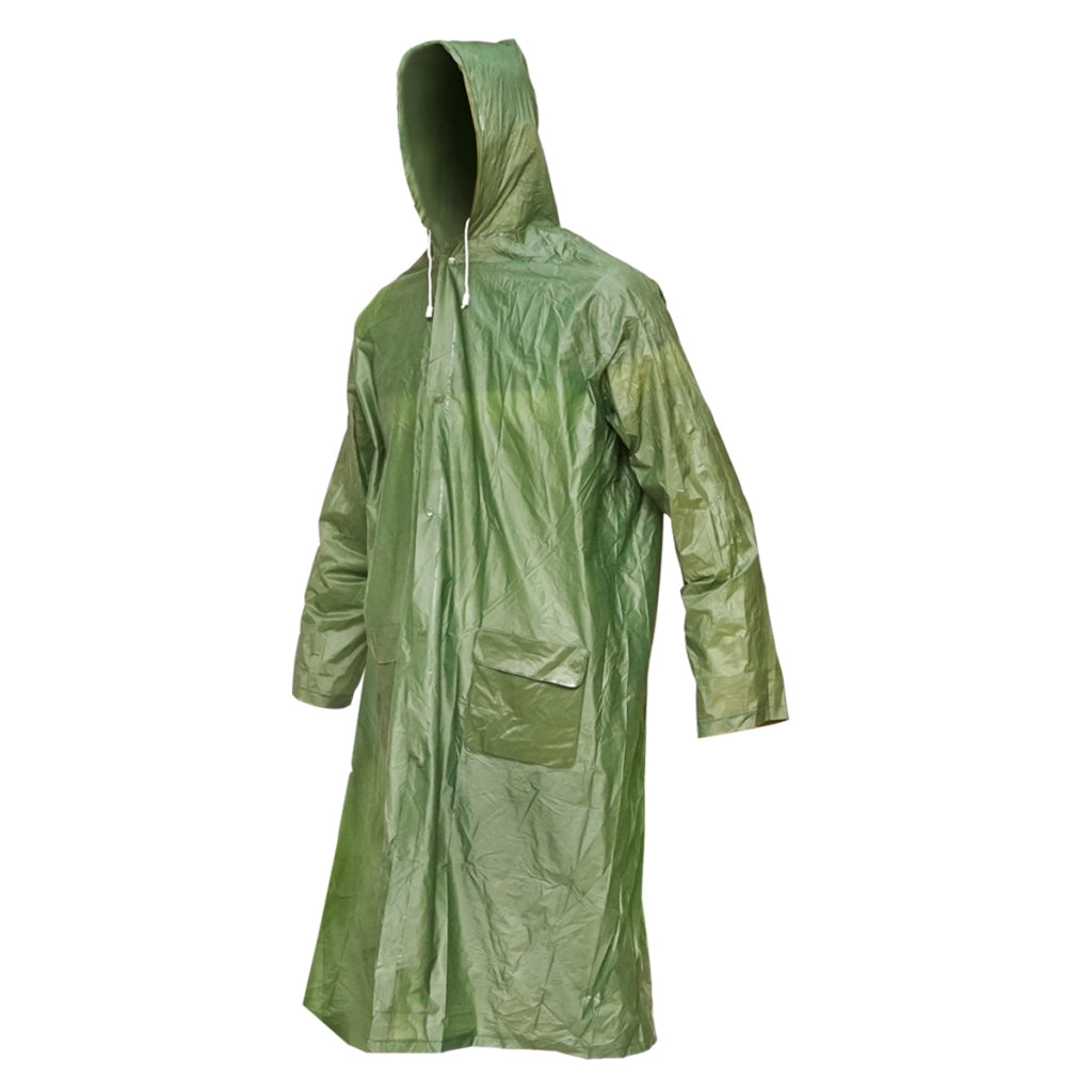 Mantella con cappuccio impermeabile taglia L in PVC, con 2 tasche, chiusura con bottoni a pressione, verde scuro Breckner Germany