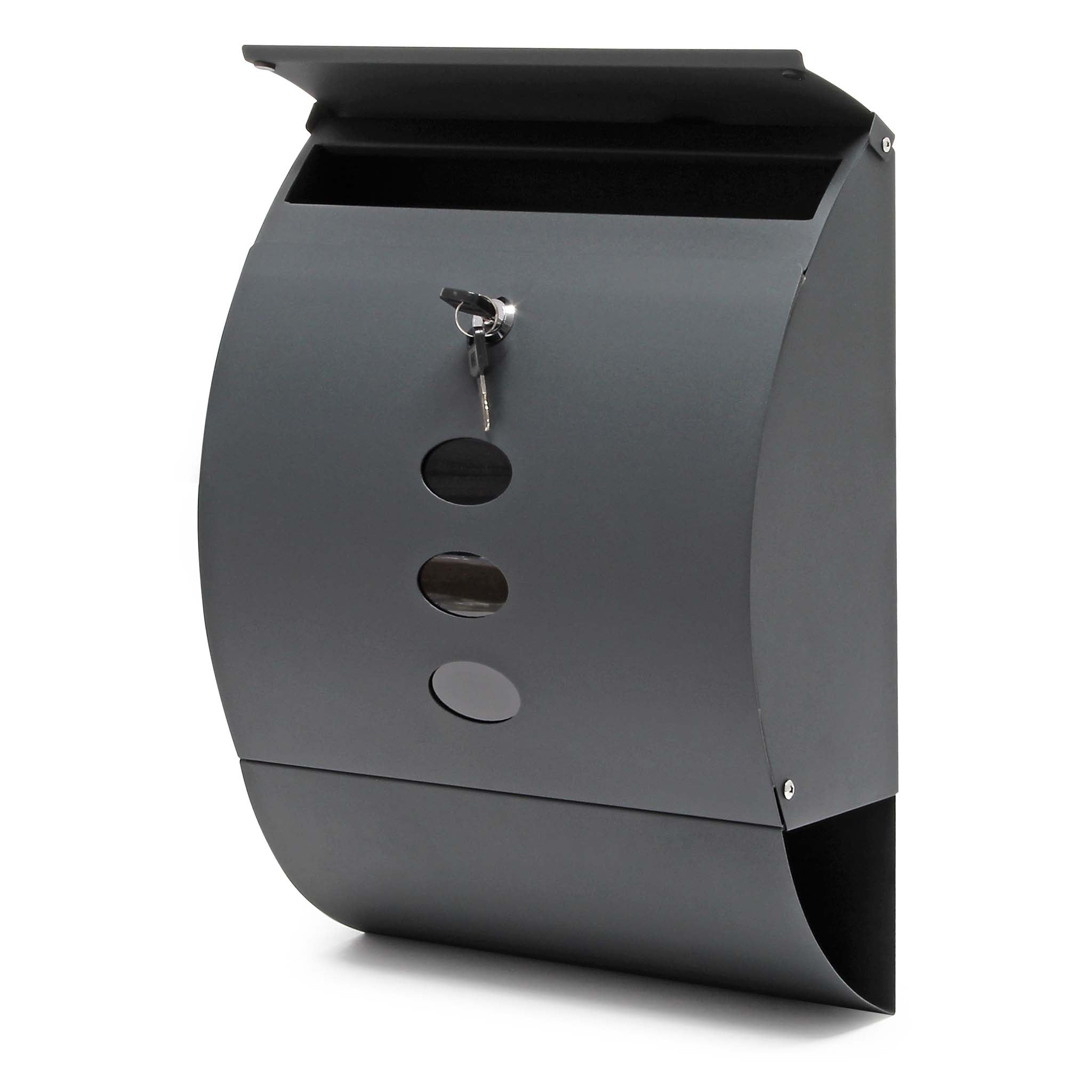 Cassetta postale V18 con vano portagiornale, verniciata a polvere antracite
