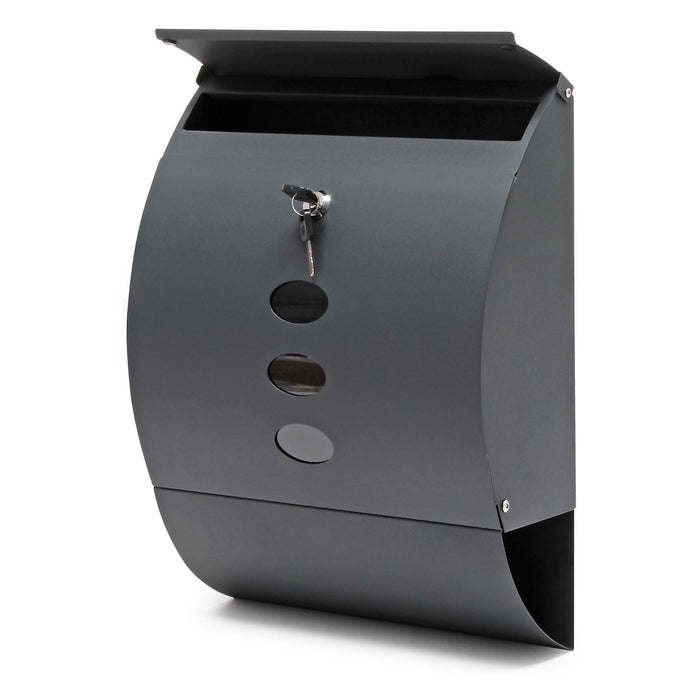 Cassetta postale V18 con vano portagiornale, verniciata a polvere antracite
