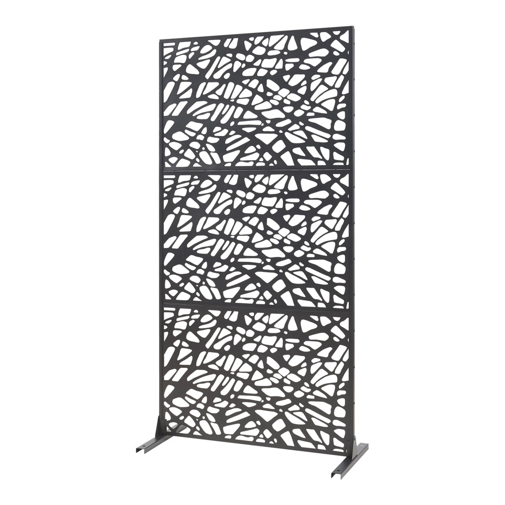 Parete divisoria in acciaio 200 x 100 x 50 cm nera 03_0009279