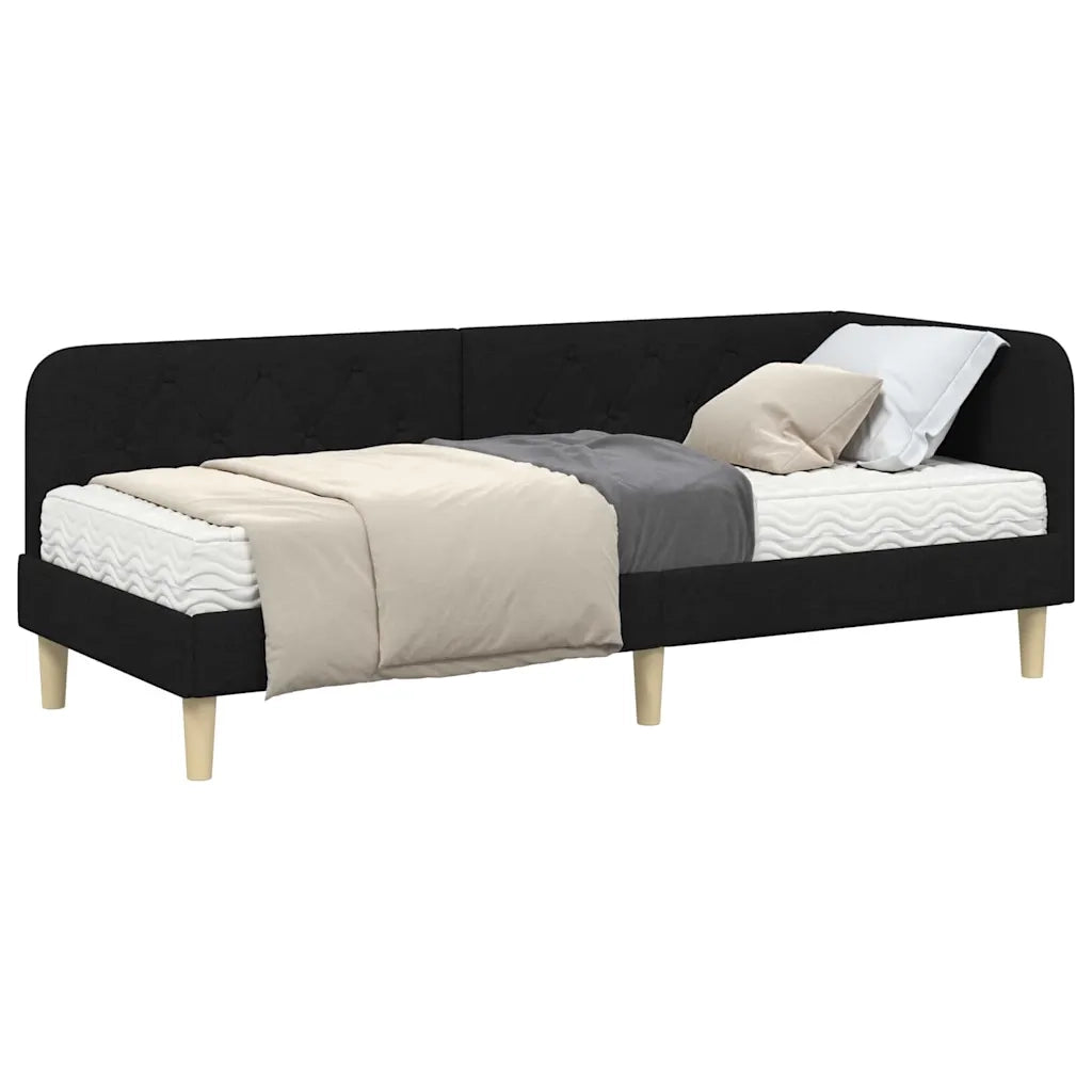 Cornice del letto ad angolo Nero 80 x 200 cm Tessuto