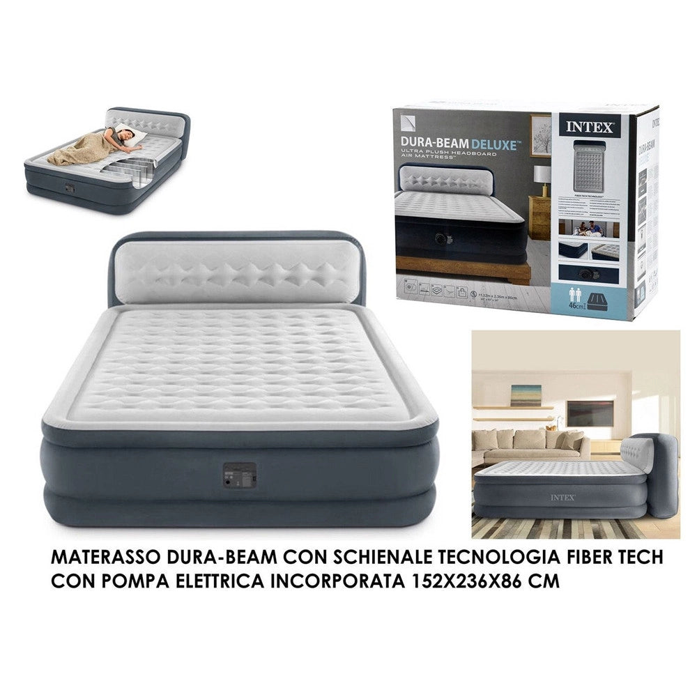 Trade Shop - Materasso Dura-beam Con Schienale Tecnologia Fiber Tech Pompa Incorporata Blu Navy -