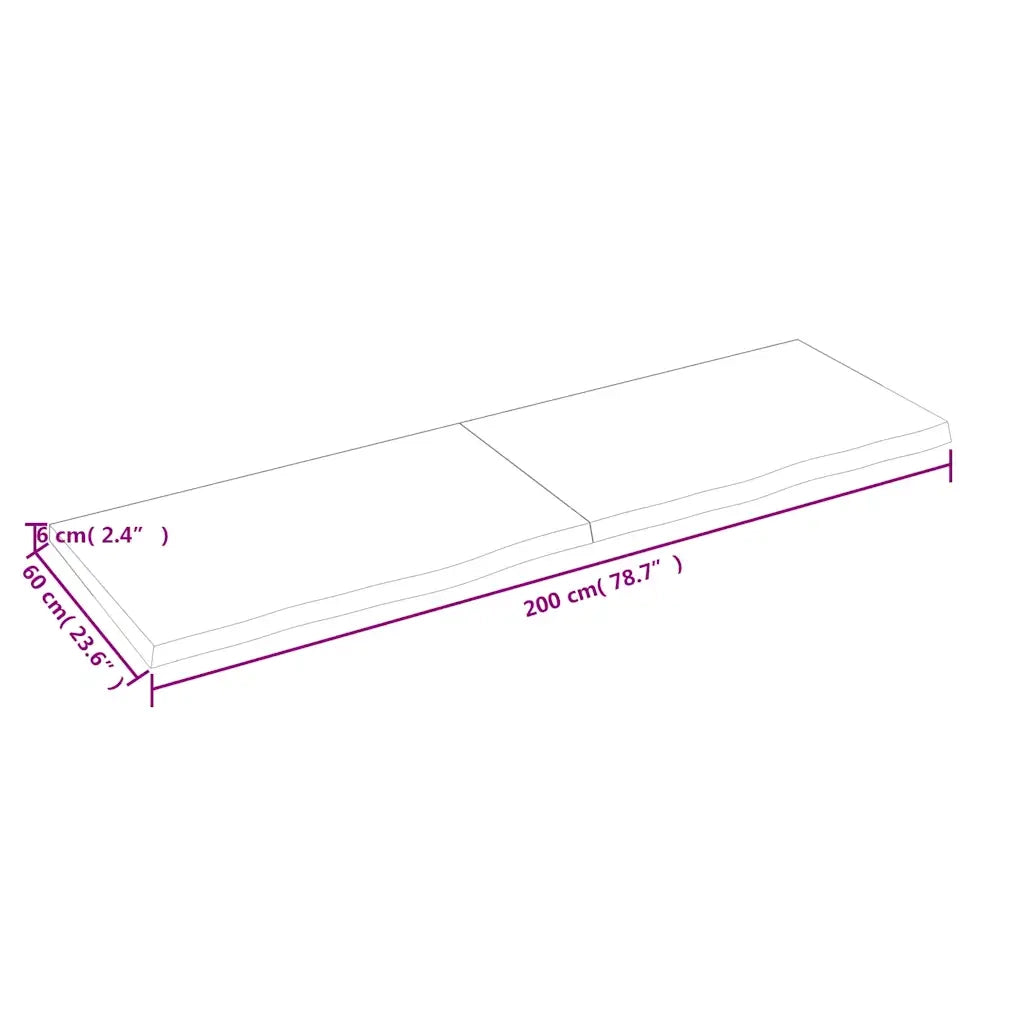 Piano Bagno Marrone Scuro 200x60x(2-6)cm Legno Trattato 3156272