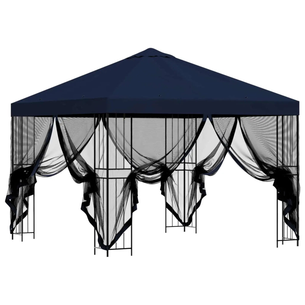 Gazebo da giardino con pareti laterali 3 x 3 m Blu
