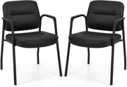 Set di sedie da sala d'attesa senza ruote 2/4/6/8/10/12 imbottite con braccioli integrati, sedie per ospiti ergonomiche per reception, ufficio, nero