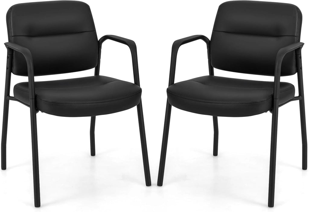 Set di sedie da sala d'attesa senza ruote 2/4/6/8/10/12 imbottite con braccioli integrati, sedie per ospiti ergonomiche per reception, ufficio, nero