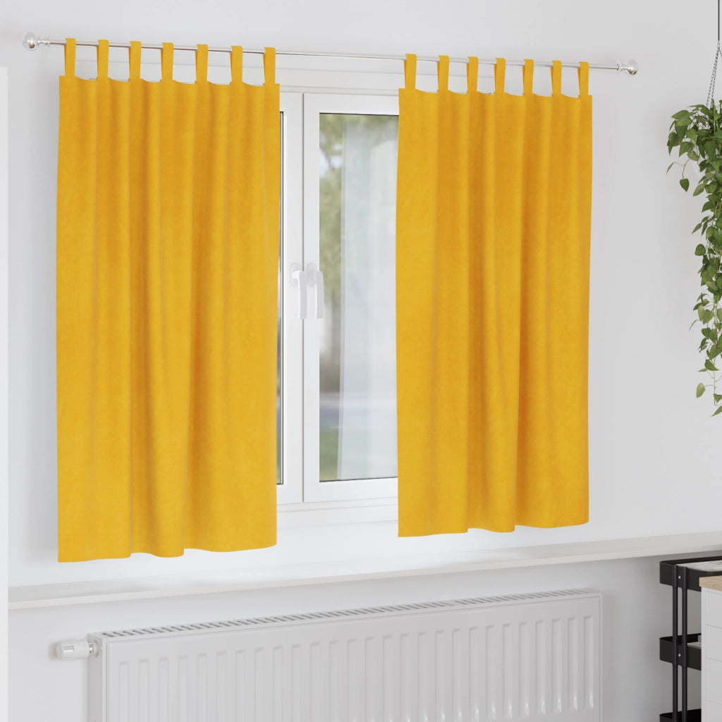 Tende oscuranti  con anelli da appendere 2 pezzi giallo senape in velluto