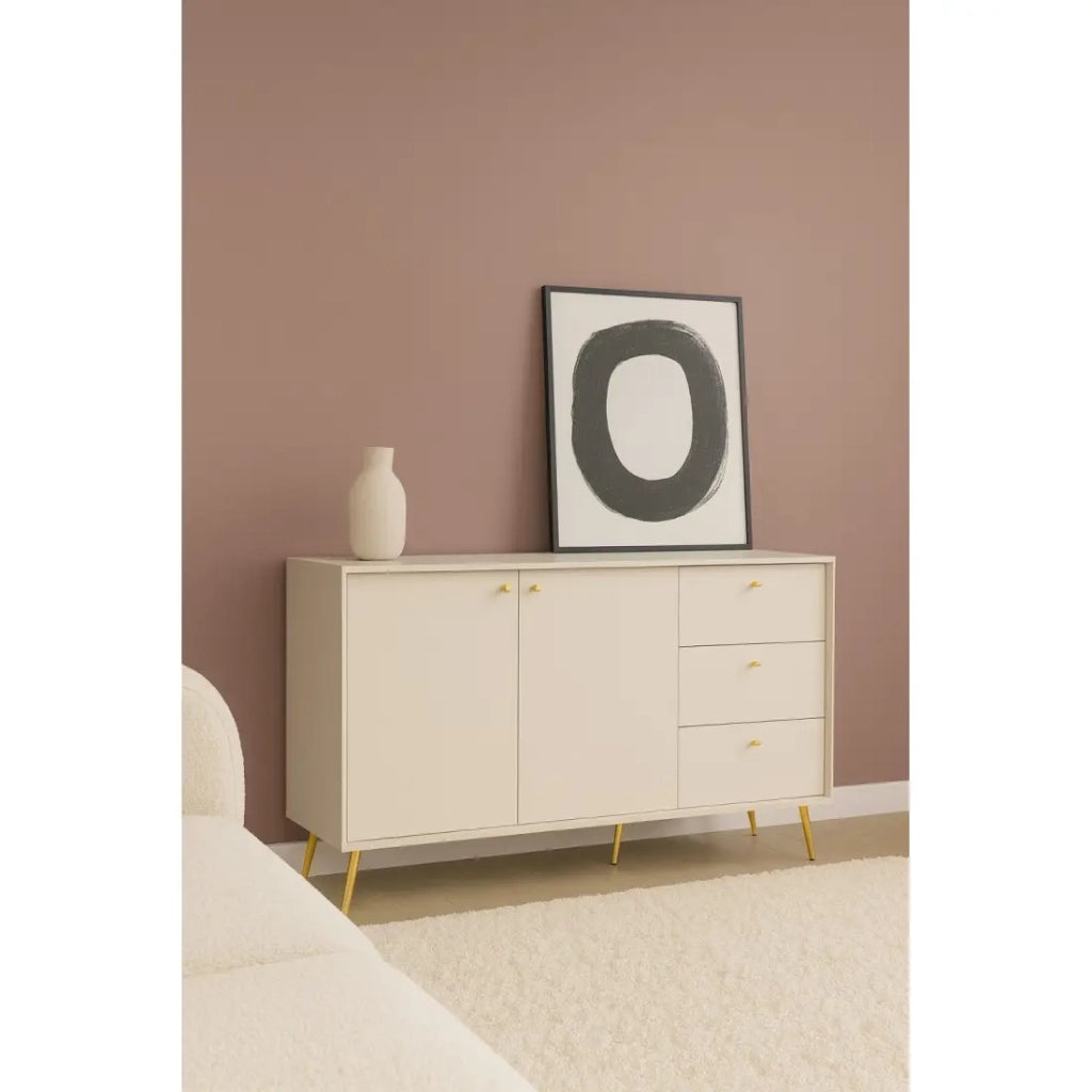 Buffet design AZURÉA – 2 porte + 3 cassetti – Colore sabbia chic