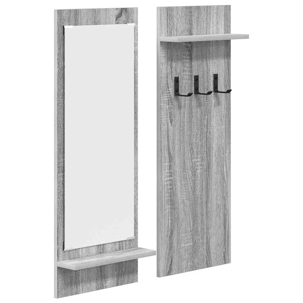 Appendiabiti a muro con specchio Grigio Sonoma 70 x 10 x 90 cm 874528