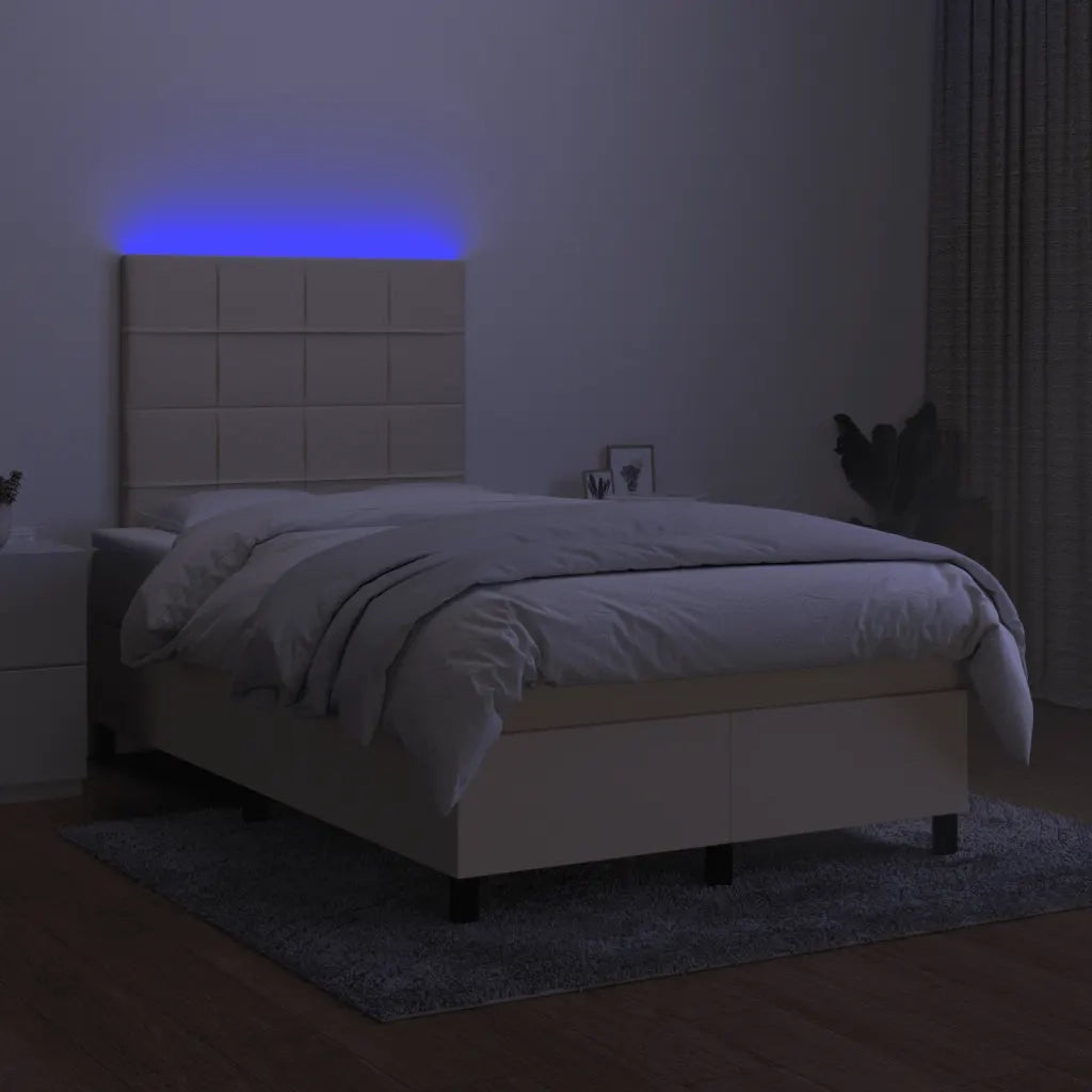 Letto a Molle con Materasso e LED Crema 120x190 cm in Tessuto 3270202