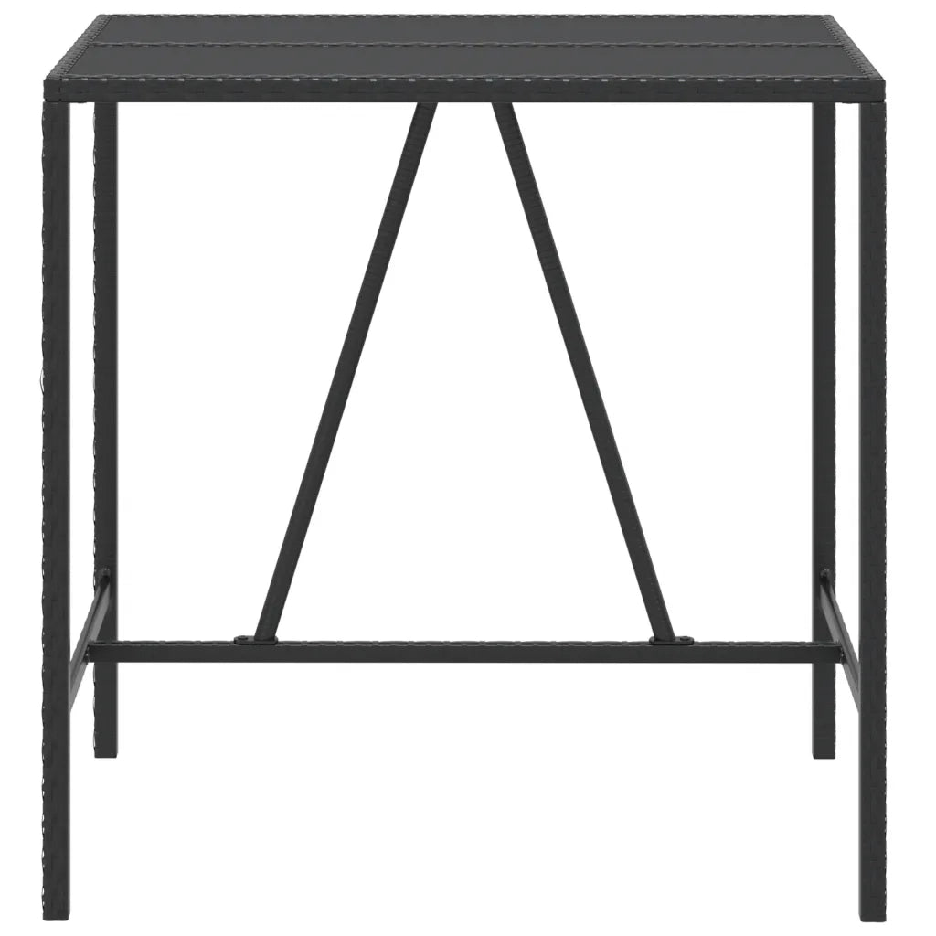 Tavolo da Bar con Piano in Vetro Nero 110x70x110 cm Polyrattan 362588