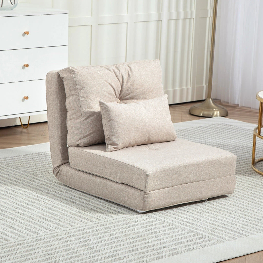 Poltrona letto convertibile 1 posto ¨C Xylo ¨C beige con cuscino e schienale regolabile