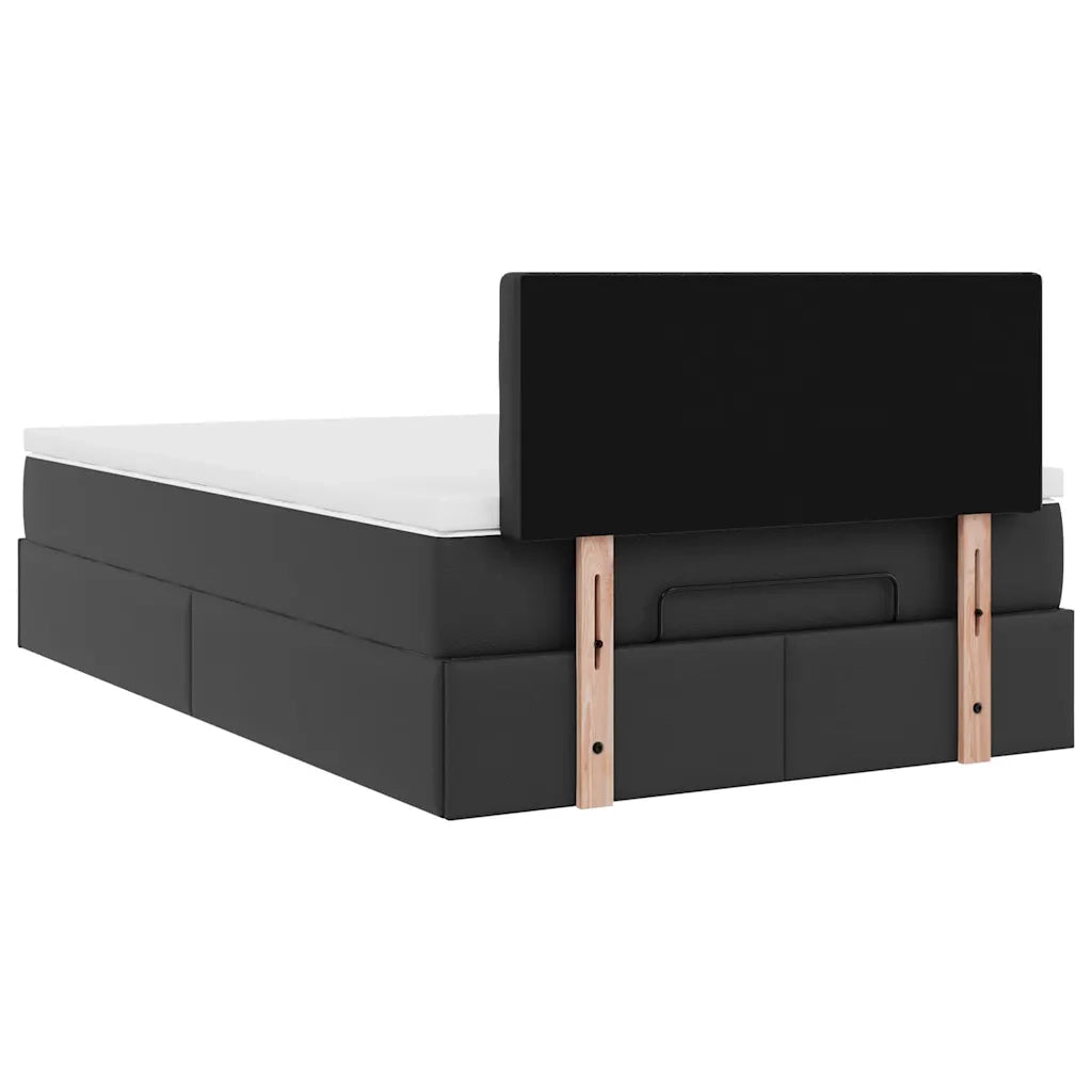 Struttura Letto Pouf con Materasso Nero 120x200 cm Similpelle 3312147