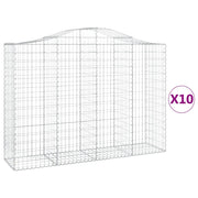 Cestini gabbioni recinzione a gabbia muro di contenimento ad arco 10 pezzi 200 x 50 x 140/160 cm ferro zincato argento 02_0040239