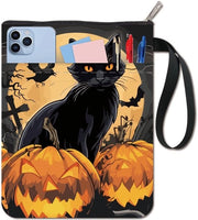 Copertina Halloween - Gatto Nero - Scatola da Libro - Tessuto Lavabile - Cerniera - Borsa Extra - 22x28 cm