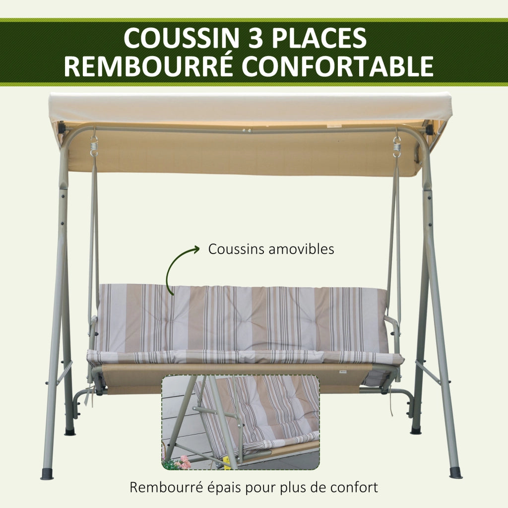 Divano da Giardino 3 Posti con Cuscini ¨C Zephmum ¨C Tessuto Grigio Scuro