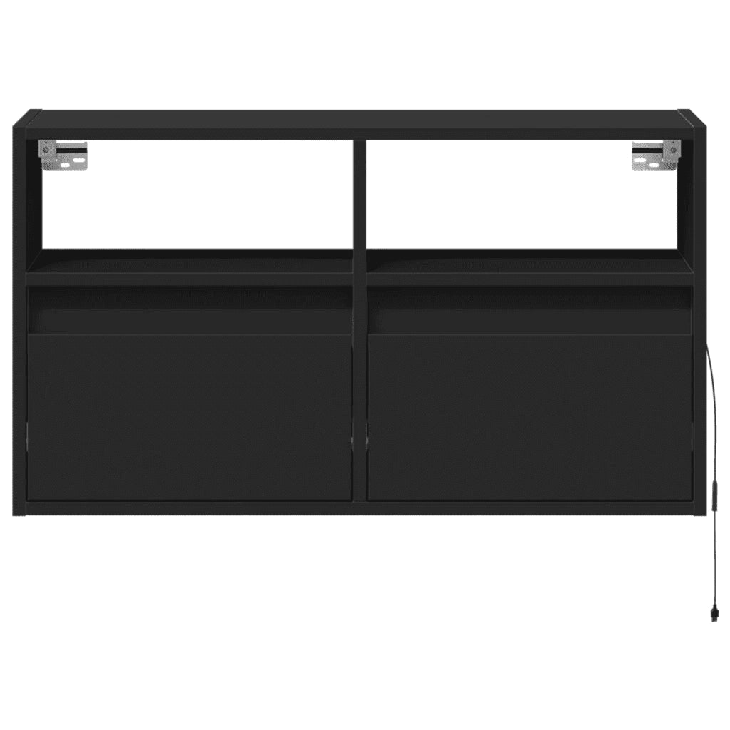 vidaXL Mobile TV a Parete con Luci LED Nero 80x31x45 cm