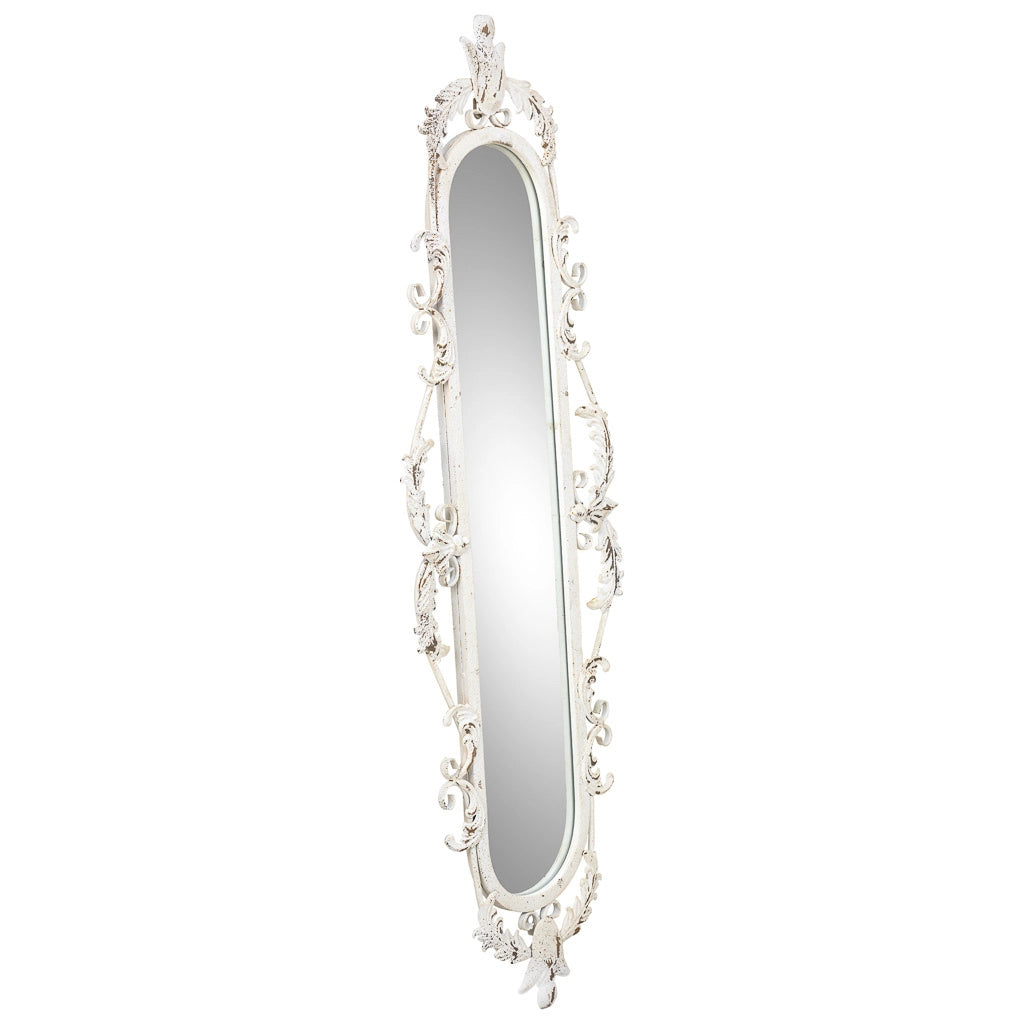 Specchio in legno e ferro bianco 41x2,5x128h cm