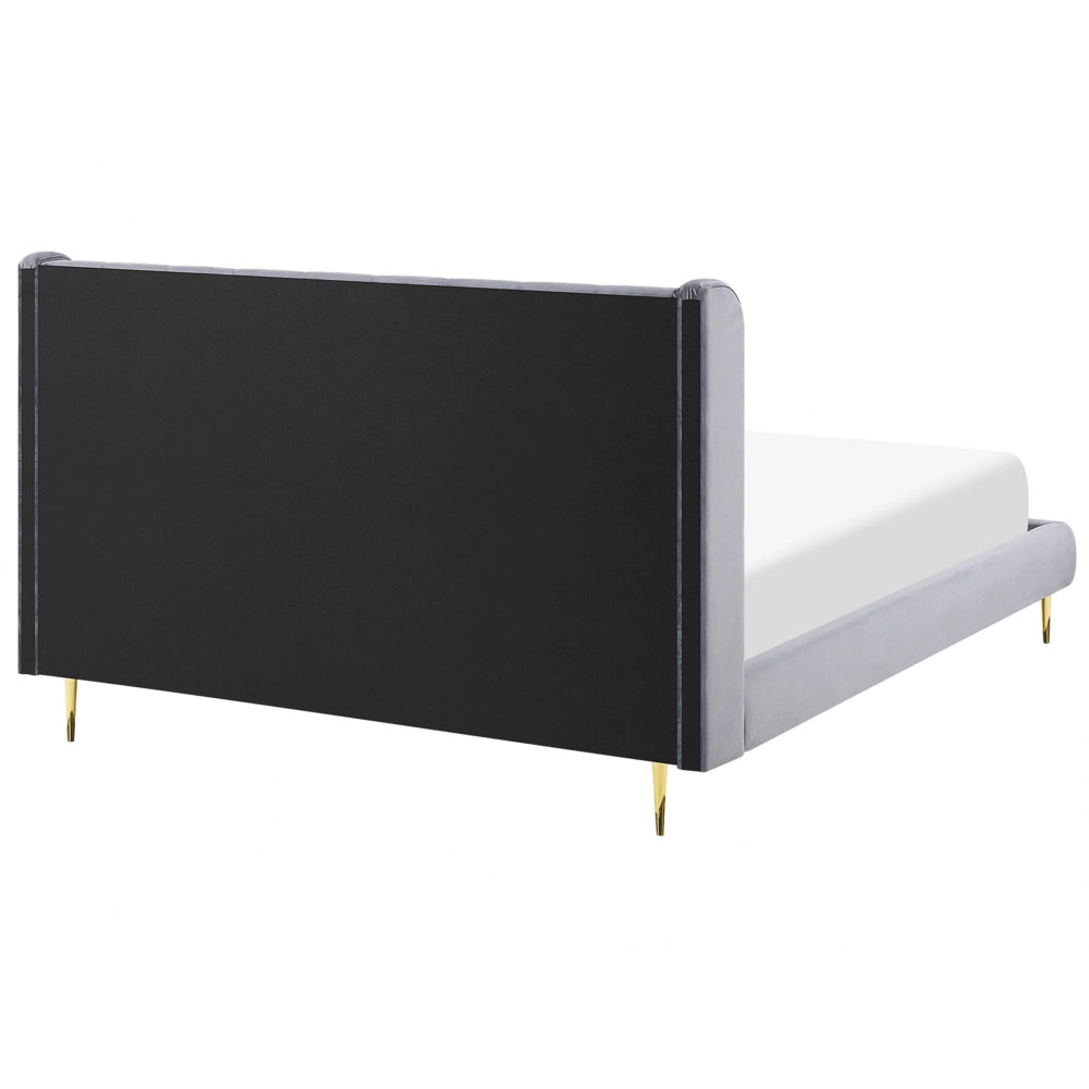 Letto matrimoniale in velluto grigio 180 x 200 cm design moderno