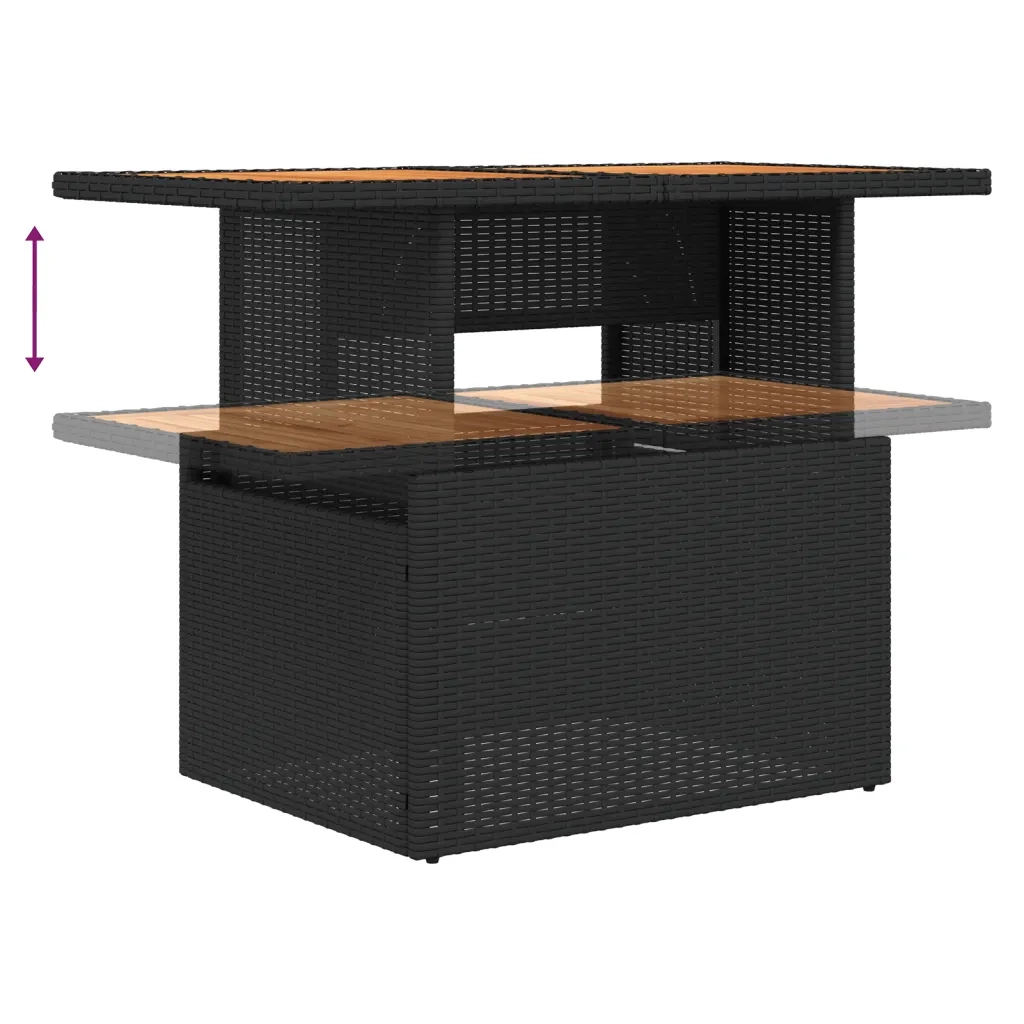 Set Divano da Giardino 6 pz con Cuscini Nero in Polyrattan 3327100