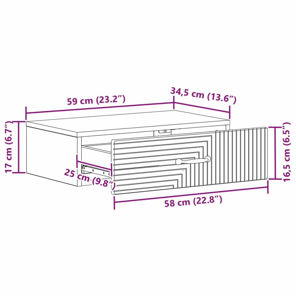 Tavolino da Parete Laterale Legno antico 59 x 34,5 x 17 cm 898663