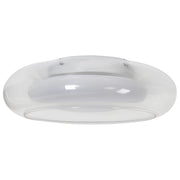 Lampada da soffitto con luci LED integrate, paralume in vetro a forma di anello, base in metallo con dimmer trasparente