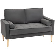 Divano 2 posti in velluto grigio ¨C Xylo ¨C 127 cm con cuscini imbottiti e schienale capitonn¨¦